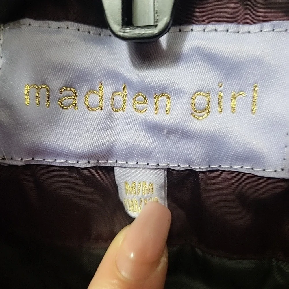 Madden Girl‎ Jacket Girls M Medium Puffer Burgundy Fur Trimmed Hood